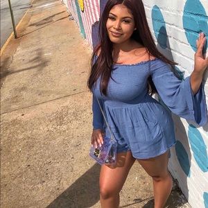 Strapless, sleeved romper